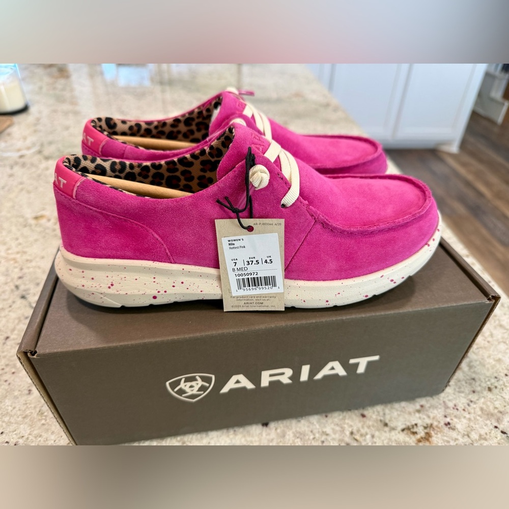 Ariat Hilo Suede Hottest Pink Western Sneaker Mocc NWT